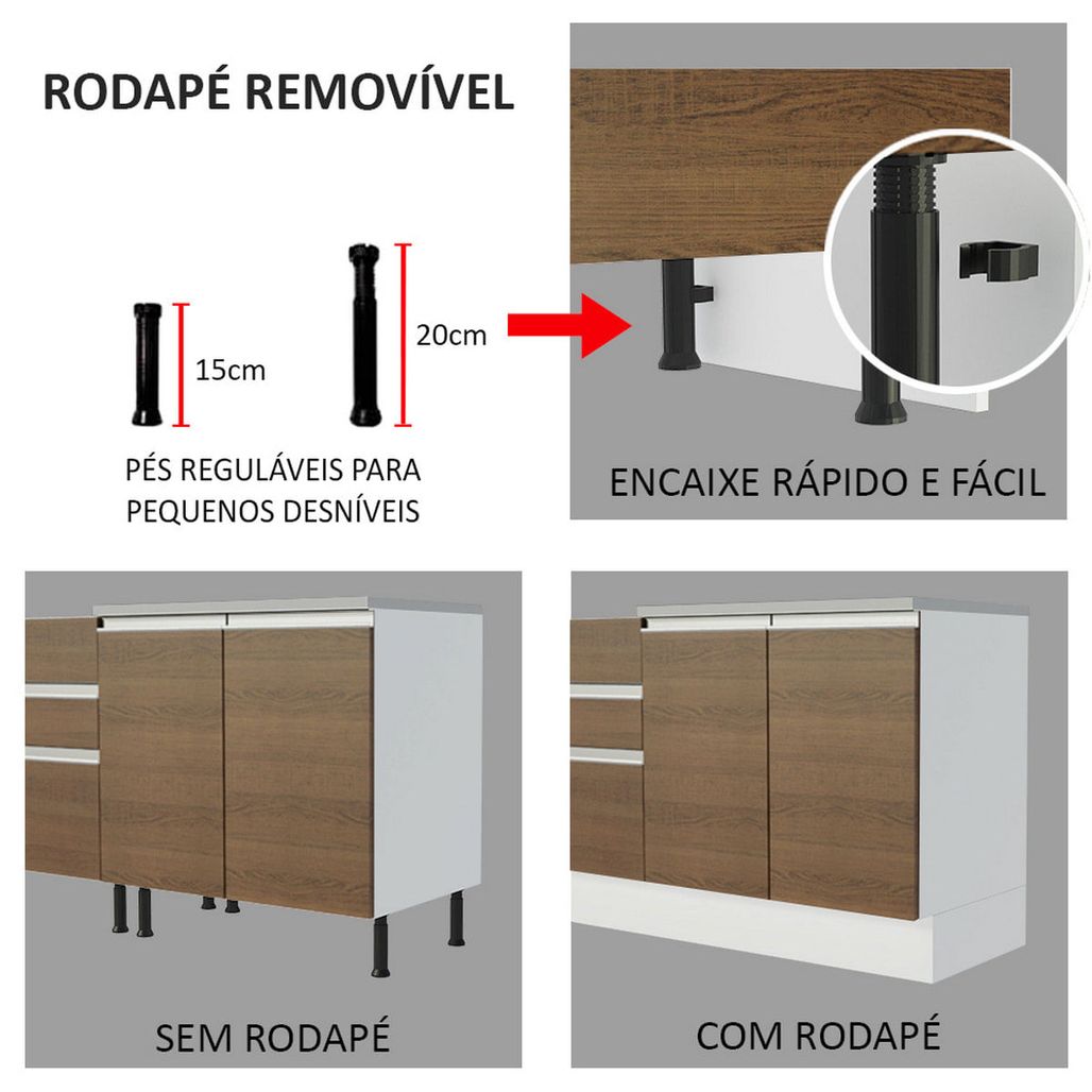 Cozinha Completa Madesa Safira com Armário e Balcão (Sem Tampo e