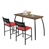 Mesa com duas cadeiras Fit flora Preto e Vermelho