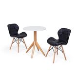 Conjunto Mesa de Jantar Maitê 60cm Branca e 2 Cadeiras Preta