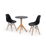 Conjunto Mesa de Jantar Maitê 60cm Preta 2 Cadeiras Preta