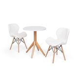 Conjunto Mesa de Jantar Maitê 60cm Branca 2 Cadeiras Branca