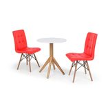 Conjunto Mesa de Jantar 60cm Branca com 2 Cadeiras Vermelha