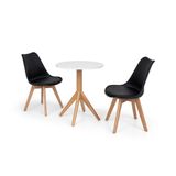 Conjunto Mesa de Jantar Maitê 60cm Branca e 2 Cadeiras Preta