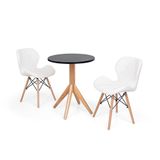 Conjunto Mesa de Jantar Maitê 60cm Preta 2 Cadeiras Branca