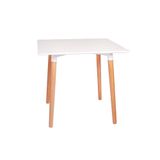 Mesa Jantar 80x80 Base Madeira Eiffel Branca