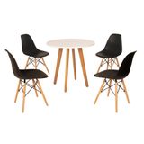 Mesa Laura 80cm Branca + 4 Cadeiras Eames Eiffel Preta