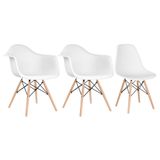 Conjunto 2 x cadeiras Eames DAW com braços + 1 cadeira Eiffel DSW - Branco