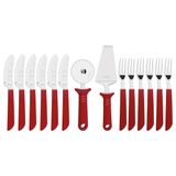 Kit para Pizza Tramontina com Lâminas em Aço Inox e Cabos de Polipropileno Vermelho 14 Peças Tramontina