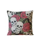 Almofada Para Sofá Sala Cheia 40x40 Rosas E Caveira