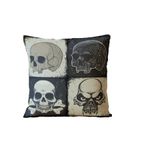 Almofada Para Sofá Sala Cheia 40x40 Preto E Branco Caveira
