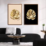 Quadro Premium Textura Cx Alta Folhas De Ouro 2 2un 40x60 Titulos Moldura Ocre