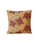 Almofada Para Sofá Sala Cheia 40x40 Laranja Caveira