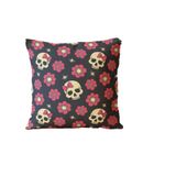 Almofada Para Sofá Sala Cheia 40x40 Caveira E Rosas