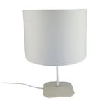 Abajur Base Quadrada Plástico Branco Cúpula 30x30x22 Branca Luminaria Tecido