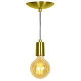 Lustre Pendente Tubo Cilindro Alumínio Dourado Fio 1.20m