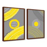 Quadro Decorativo Textura Cx Alta Reflexo Abstrato 2un 40x60  Titulo Moldura Ocre