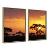 Quadro Decorativo Textura Cx Alta 2un 40x60 Árvore Sob O Sol  Titulo Moldura Caqui