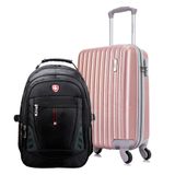 Kit Mala De Viagem De Bordo Londres Rose + Mochila Executiva Boa Vista Swiss Move