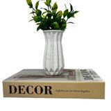 Conjunto Decoração Livro Decor + Vaso Branco Granilite