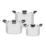 Jogo De Panelas Tramontina Grano Compact Em Aço Inox 3 Peças Tramontina