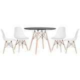 KIT - Mesa Eames 100 cm preto + 4 cadeiras Eames Eiffel DSW branco