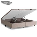 Base Cama Box Baú Herval King Pallace, 46x193x203 Cm, Bege