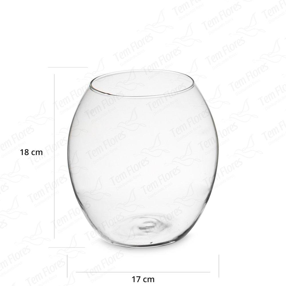 Vaso De Vidro Para Decoração Barrica Com Gola 18x17