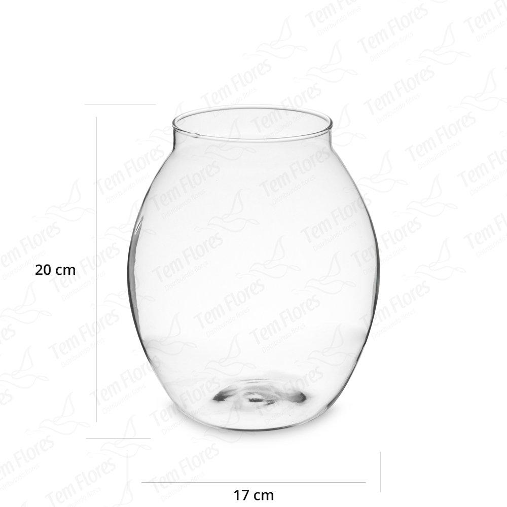 Vaso De Vidro Para Decoração Barrica Sem Gola 20x17