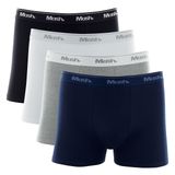 Kit Cueca Boxer Mash 4 Peças Masculina Algodão Elástico Preto G