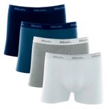 Kit Cueca Boxer Mash 4 Peças Masculina Algodão Elástico Azul Marinho P