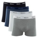 Kit Cueca Boxer Mash 4 Peças Masculina Algodão Elástico Cinza Mescla Claro P