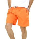 Short Masculino Laranja Liso Praia Poliéster Praia Surf Com Bolsos