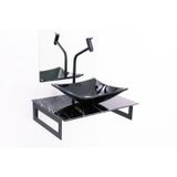 Gabinete De Vidro 50Cm Com Cuba Quadrada - Mármore Preto