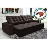 Sofá Austin Retrátil e Reclinável Suede 150cm Marrom