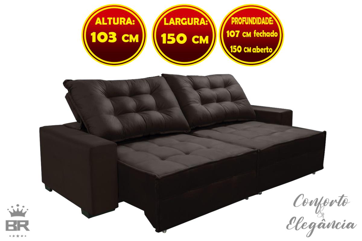 Sofá Austin Retrátil e Reclinável Suede 150cm Marrom - Carrefour