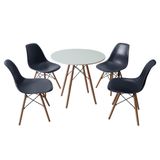 Mesa de jantar 4 cadeiras Eames Preto Branco 120cm Healer