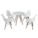 Mesa de jantar 4 cadeiras Eames Branco 120cm Healer