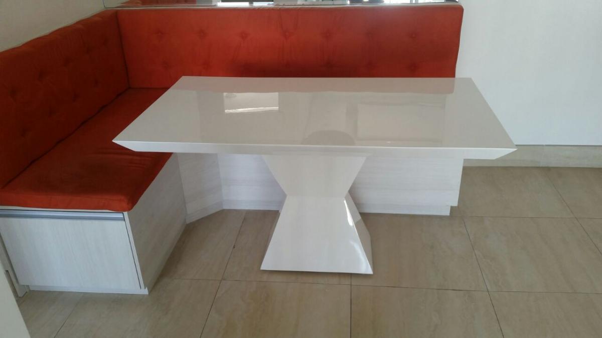 Mesa jantar em resina branca Alba, mesa de resina