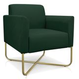 Poltrona Marisa Suede Verde Base X Industrial Dourada