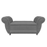 Recamier com Baú Grécia Namoradeira Calçadeira Suede Grafite