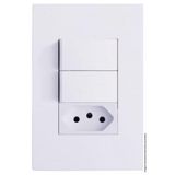 CJ INTERRUPTOR DUPLO SIMPLES + TOMADA 10A 4X2 - RECTA BRANCO GLOSS - BRG11288-7BR