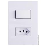 CJ INTERRUPTOR SIMPLES + TOMADA 10A SEPARADO 4X2 - RECTA BRANCO GLOSS - BRG11240-2BR