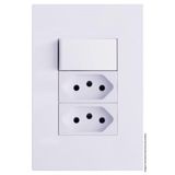 CJ INTERRUPTOR PARALELO + TOMADA DUPLA 10A 4X2 - RECTA BRANCO GLOSS - BRG11360-3BR