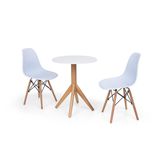 Conjunto Mesa de Jantar 60cm Branca com 2 Cadeiras Branca