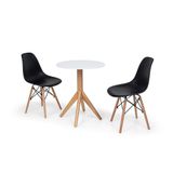 Conjunto Mesa de Jantar Maitê 60cm Branca 2 Cadeiras Preta
