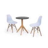Conjunto Mesa de Jantar Maitê 60cm Preta 2 Cadeiras Branca