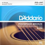 Encordoamento Para Violão Aço 12 Cordas Ej38 D'Addario