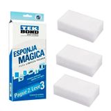 Esponja Mágica Com 3 Unidades Melamina Limpeza Pesada 24361000302 Tekbond