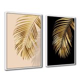 Quadro Premium Cx Alta Folhas De Ouro 4 2un 40x60 Moldura Branca