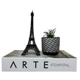 Kit Decoração Livro + Enfeite Torre Eiffel + Vaso Artesanal